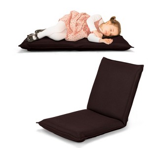 Tangkula Adjustable Floor Chair Cushioned Lounger Recliner w/ 6-Position Comfortable Back Support & Thick Padded Lazy Sofa Floor Seat Coffee - 1 of 4