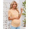 Coolmee Women Summer Maternity Shirts Puff Short Sleeve Floral Print Round Neck Tunic Top Casual Pregnancy Clothes - 4 of 4
