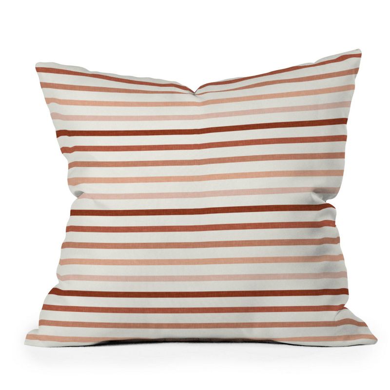Little Arrow Design Co. Terracotta Stripes Outdoor Throw Pillow Beige - Deny Designs, 1 of 5