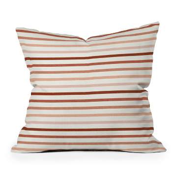 Little Arrow Design Co. Terracotta Stripes Outdoor Throw Pillow Beige - Deny Designs
