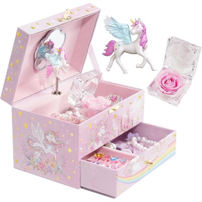 Children's Jewelry Box, Kids Jewelry Organizer with Unicorn for Little Girls, Jewelry Case Gift