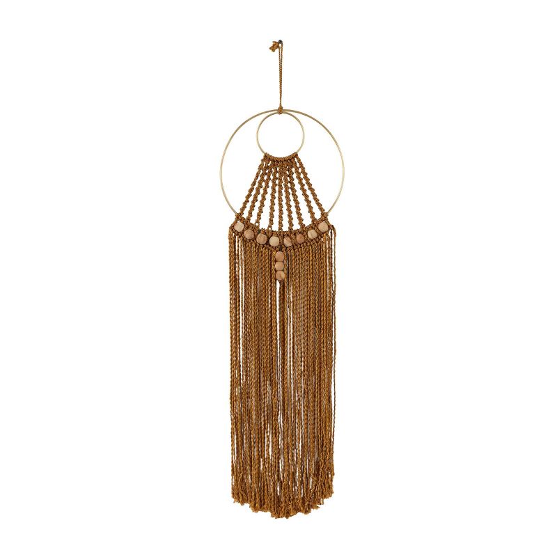 38&#34; x 10&#34; Fabric Macrame Intricately Weaved Wall Decor with Beaded Fringe Tassels Brown - Olivia &#38; May, 5 of 6