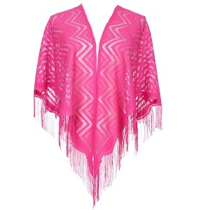 INSPIRE CHIC Shawls and Wraps for Evening Dresses Lace Mesh Fringe Scarves 1Pc - 1 of 4