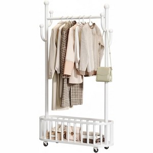 Portable Heavy Duty Clothes Rail, Movable Clothes Rack on Wheels with Storage Shelf, Metal Clothing Rail for Hanging Garments, for Bedroom,Laundry - 1 of 2
