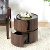 Christopher Knight Home Bernie Modern Round Side Table with Tempered Glass Top and Two Drawers - 2 of 4