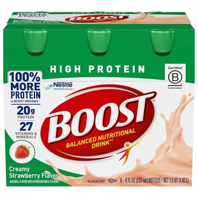 Nestle Boost Balanced Nutritional Drink Creamy Strawberry 8 Oz, 6 Ct, Case of 4 (24 Total Count)