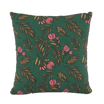 Floral Square Throw Pillow Emerald - Skyline Furniture