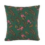 Floral Square Throw Pillow Emerald - Skyline Furniture