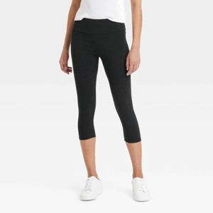 Women's High Rise Cotton Capri Leggings - A New Day™ Black - 1 of 3