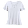 Collections Etc Flattering V-Neck Lace Trim Short Sleeve Top - 3 of 4