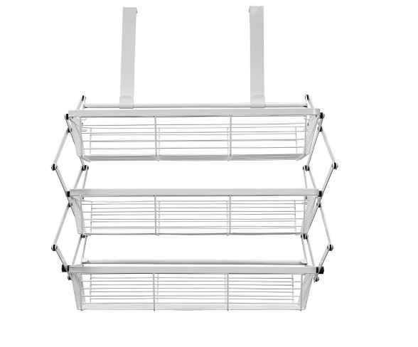 Shoe Mountain Metal Indoor Outdoor Over The Door Hanging Foldable Rack, White