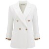 INSPIRE CHIC Women's Double Breasted Notched Lapel 3/4 Sleeve Contrast Trim Fully Lined Formal Work Office Suit Jacket Blazer - 2 of 4