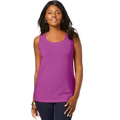 Jessica London Stretch Cotton Horseshoe Neck Tank