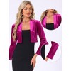INSPIRE CHIC Women's Velvet Long Sleeve Shawl Neck Open Front Cropped Bolero Cardigan - 2 of 4