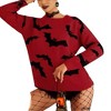 Aunaeyw Halloween Sweatshirt for Women Bat Print Graphic Print Novelty Blouses Long Sleeve Jumper Crew Neck Pullover Halloween Cos - 2 of 2