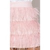 Women's Suede Ostrich Tiered Fur Mini Skirt With Side Zipper - Blue B - 2 of 3