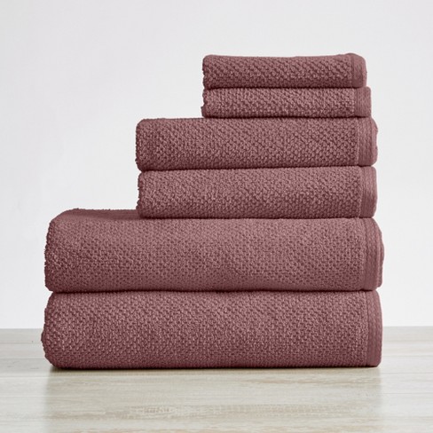 Pinzon 6 Piece Blended Egyptian Cotton Bath Towel Set - Rose Red