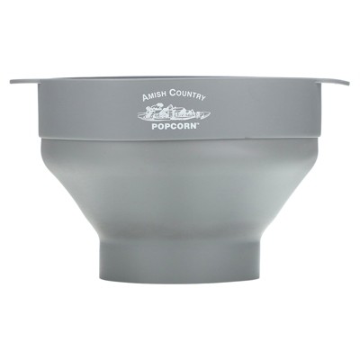 Amish Country Popcorn Silicone Microwave Popcorn Popper, Grey, 4 Pieces