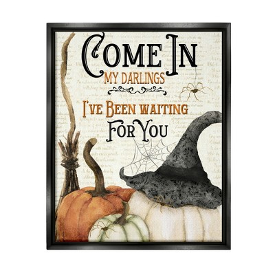 Stupell Industries Come In Spooky Halloween Black Floater Framed Canvas Wall Art