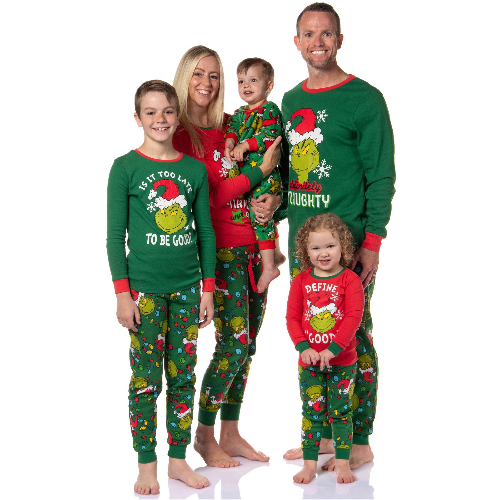 Dr. Seuss How the Grinch Stole Christmas Lights Matching Family Pajama Set
