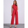 Allegra K Women's Button Down Collared Wide Leg Tie-Waist Sleeveless Cargo Jumpsuits - 2 of 4