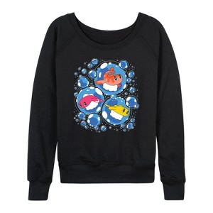 Women's - Pokémon - Tatsugiri Bubbles Lightweight French Terry Wide Neck Long Sleeve Graphic Shirt - 1 of 4