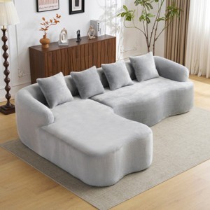 L-Shaped Full Compression Sectional Sofa, 4-Seater Modular Chenille Couch with Curved Chaise, Modern Living Room Furniture-Koiai - 1 of 4