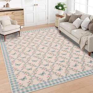 Coucheta Floral Runner Rug, Machine Washable Non-Slip Low Pile, Boho Print Area Rug for Hallway Kitchen Bedroom, Multiple Sizes & Colors - 1 of 4