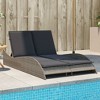 vidaXL Patio Sun Lounger Gray PE rattan Dual seat large outdoor lounger - 2 of 4