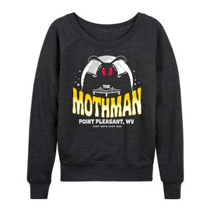 Women's - Instant Message - The Mothman Lightweight French Terry Wide Neck Long Sleeve Graphic Shirt - 1 of 4