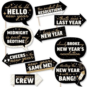 Big Dot of Happiness Funny Hello New Year - NYE Party Photo Booth Props Kit - 10 Piece - 1 of 4