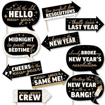 Big Dot of Happiness Funny Hello New Year - NYE Party Photo Booth Props Kit - 10 Piece