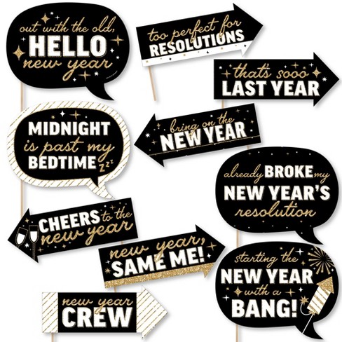 Big Dot Of Happiness Funny Hello New Year - Nye Party Photo Booth Props Kit  - 10 Piece : Target