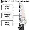 Spyderco Rescue 3 Folding Pocket Knife with 3.57" VG-10 Sheepfoot Blade | Get Extreme Cutting Power with the SpyderEdge | Secure Grip with FRN Handle - 3 of 4