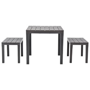 vidaXL Patio Furniture Set 3 Piece Outdoor Bench and Table Dining Set Plastic - Brown - 1 of 4