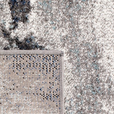 Galaxy Gray and Blue Hand-Knotted Rectangular Area Rug
