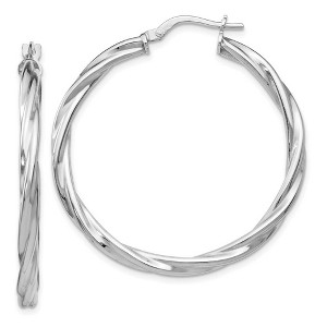 Black Bow Jewelry 3mm Polished Twisted Hoops in Sterling Silver, 36mm (1 3/8 in) - 1 of 4