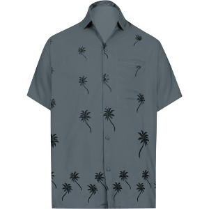 LA LEELA Men's Hawaiian Shirt Fashion Button Down Short Sleeves Holidays Aloha Party Casual Tops Summer Beaches Shirts for Mens - 1 of 4