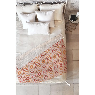 Avenie Boho Horizon Coral Sherpa Fleece Blanket - Deny Designs