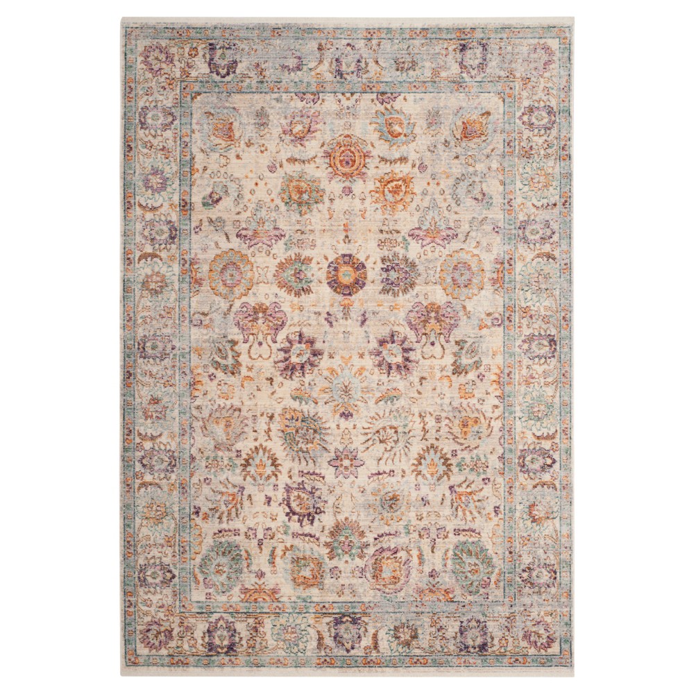 Cream/Purple Floral Loomed Accent Rug 4'x6' - Safavieh