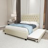 TiramisuBest Modern Velvet Queen Bed with Twin Trundle & 2 Storage Drawers, Upholstered Platform Bed, Blue - 3 of 4