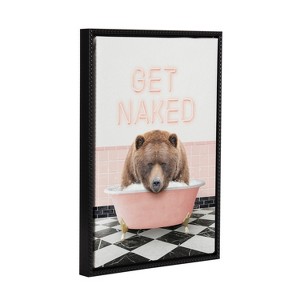 Kate & Laurel All Things Decor 18"x24" Sylvie Big Bear Retro Neon Sign Bath Framed Canvas by Amy Peterson Beaded Black - 1 of 4