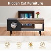 45" Cat Litter Box Enclosure Furniture - Hidden Kitty Litter Box Cabinet with Storage Drawer, Cat Door & Waterproof Top - Disguised as Coffee Table - 4 of 4