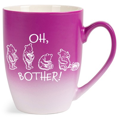 Elanze Designs Oh, Bother! Pooh Two Toned Ombre Matte Pink and White 12 ounce Ceramic Stoneware Coffee Cup Mug