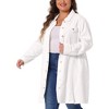Agnes Orinda Women's Plus Size Stand Collar Buttons Long Sleeve Raw Hem Long Denim Jackets - 2 of 4