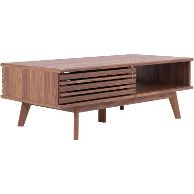 Rori Retro Chic Walnut Coffee Table with Metal Accents