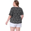 Agnes Orinda Women's Plus Size Floral Pleated V Neck Short Sleeve Tiered Babydoll Blouses - 4 of 4