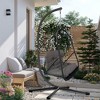 Ridstar Outdoor Rattan Hanging Swing Chair with C-Frame, Cushion & Pillow-Dark Brown - 4 of 4