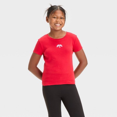 Girls' Short Sleeve Graphic Racing Flags Baby T-Shirt - art class™ Red