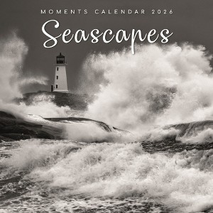 2026 Square Wall Calendar, Seascapes, 16-Month Black & White Photos Theme with 180 Reminder Stickers (12x12 In) - 1 of 4